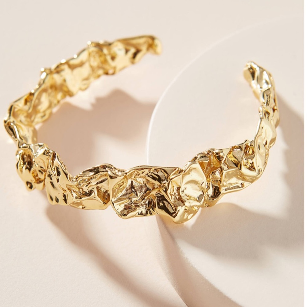 NEW W/BAG Amber Sceats 24K Gold Plate Emery Bracelet Cuff